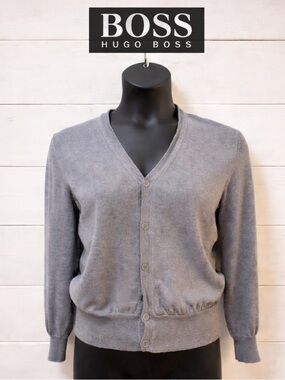HUGO BOSS – GREY KNIT CARDIGAN – SIZE XXL (FITS M/L)